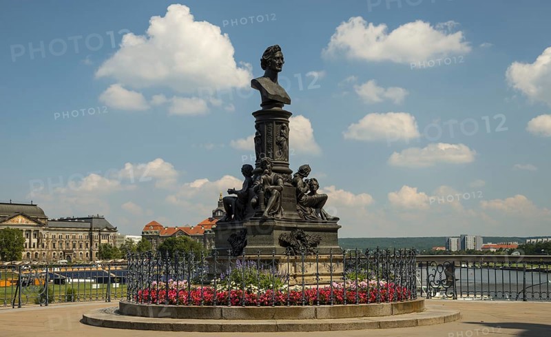 Monument to Ernst Friedrich August Rietschel, sculptor, late classicism, Bruehl Terrace, Dresden, Saxony, Germany, Europe