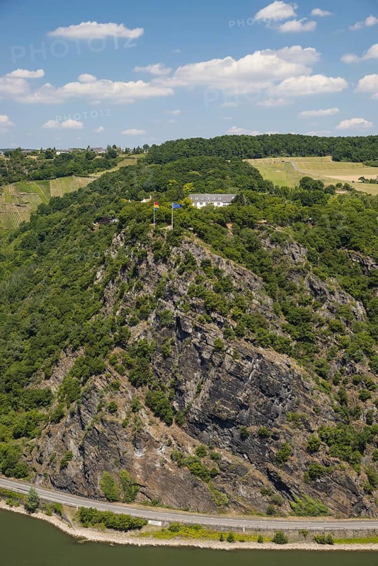 Panorama from Loreleyblick Maria Ruh on the Loreley rock, World Heritage Site Upper Middle Rhine Valley, St. Goarshausen, Rhineland-Palatinate, Germany, Europe