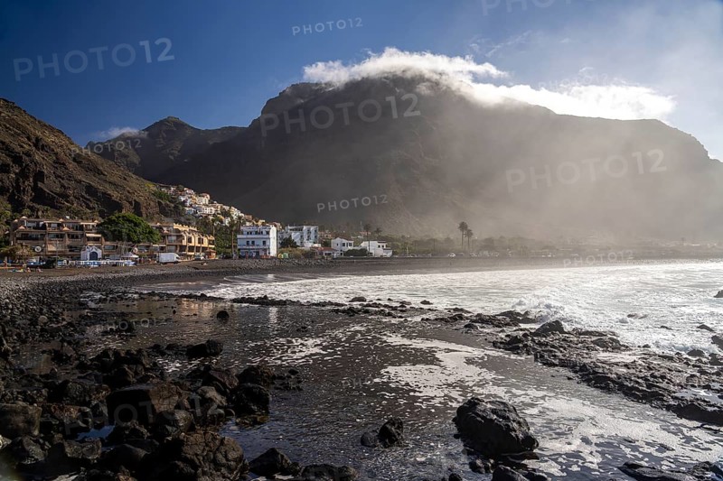 The beach in the district of La Calera, Valle Gran Rey, La Gomera, Canary Islands, Spain, Europe