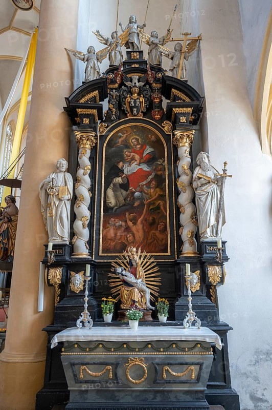 Side altar from 1685, in the church of St Vitus, 16th century, Iphofen, Lower Franconia, Bavaria, Germany, Europe