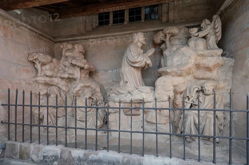 Depiction of the Mount of Olives, mid-15th century, at St Vitus Church, Iphofen, Lower Franconia, Bavaria, Germany, Europe