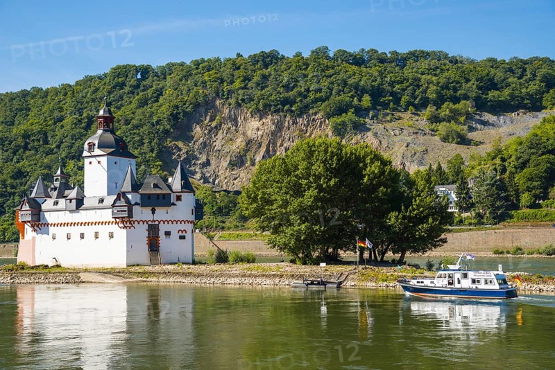 Pfalzgrafenstein Castle, also known as the Pfalz near Kaub, Falkenau rock island in the Rhine, Upper Middle Rhine Valley World Heritage Site, Rhineland-Palatinate, Germany, Europe