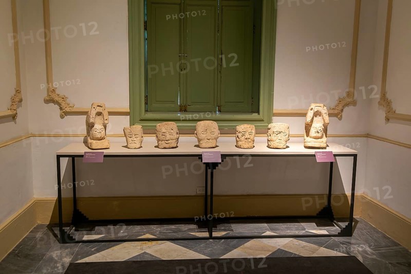 'Idolos' exhibition anthropomorphic figures, Palacio Canton palace anthropology museum, Merida, Yucatan State, Mexico, Central America