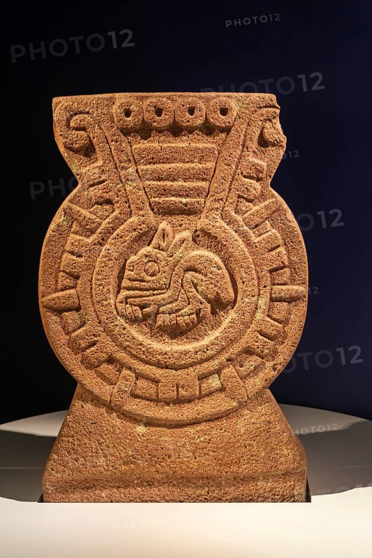 Lunar stone sculpture, archaeological site and museum of Templo Mayor, Mexico City, Mexico, Central America