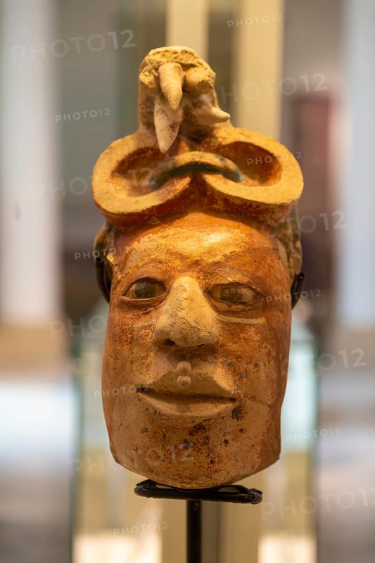 'Idolos' exhibition anthropomorphic figure, Palacio Canton palace anthropology museum, Merida, Yucatan State, Mexico, Central America