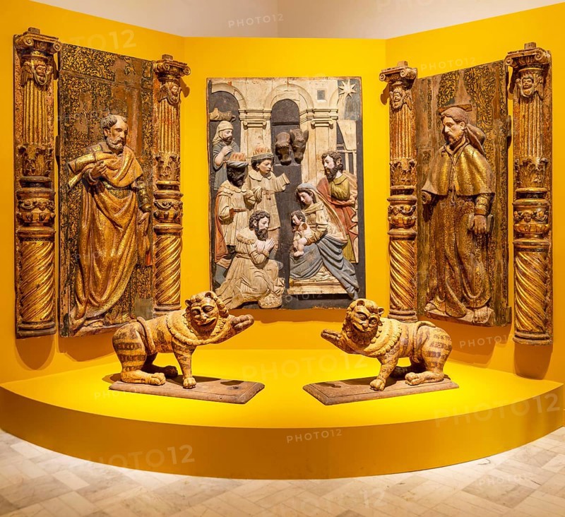 Spanish colonial exhibition from The Convent of San Miguel Arcangel, Palacio Canton Merida, Yucatan State, Mexico, Central America