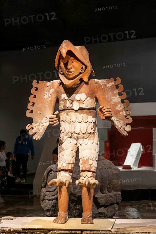 Huitzilopochtli figure, Aztec sun and war god, archaeological site and museum of Templo Mayor, Mexico City, Mexico, Central America