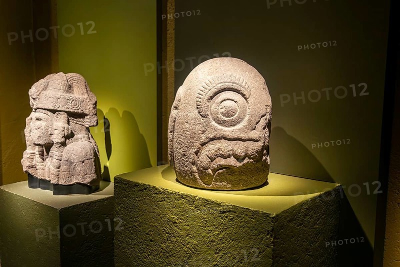 Tecpatl sculpture, archaeological site and museum of Templo Mayor, Mexico City, Mexico, Central America