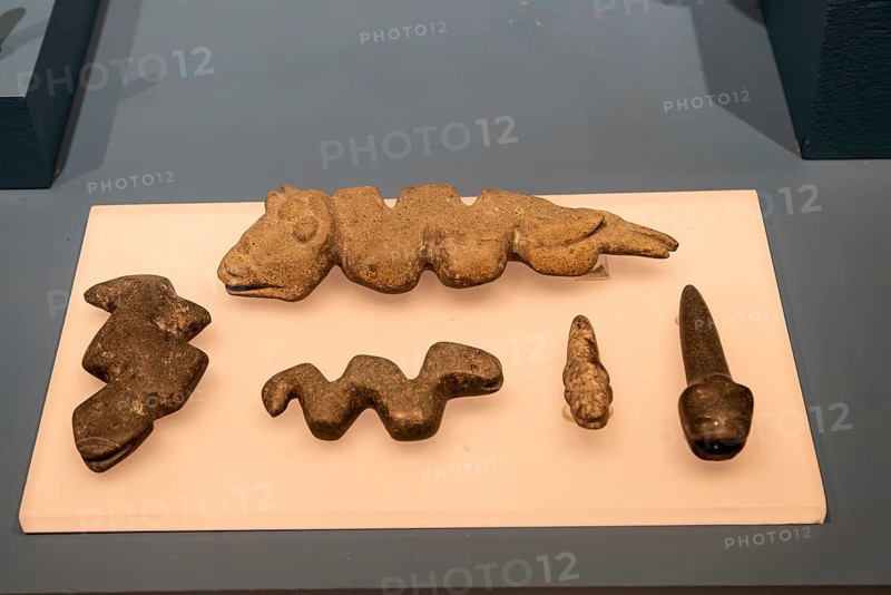 Offerings to Tlaloc, god of rain, archaeological site and museum of Templo Mayor, Mexico City, Mexico, Central America