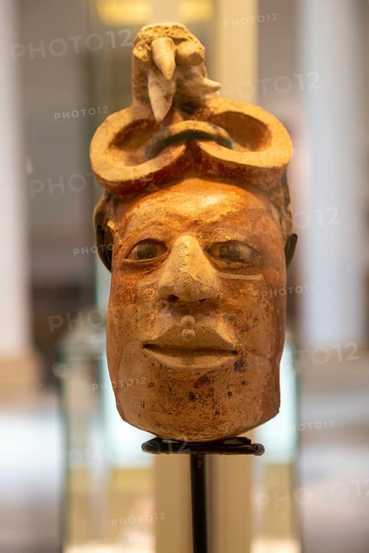 'Idolos' exhibition anthropomorphic figure, Palacio Canton palace anthropology museum, Merida, Yucatan State, Mexico, Central America