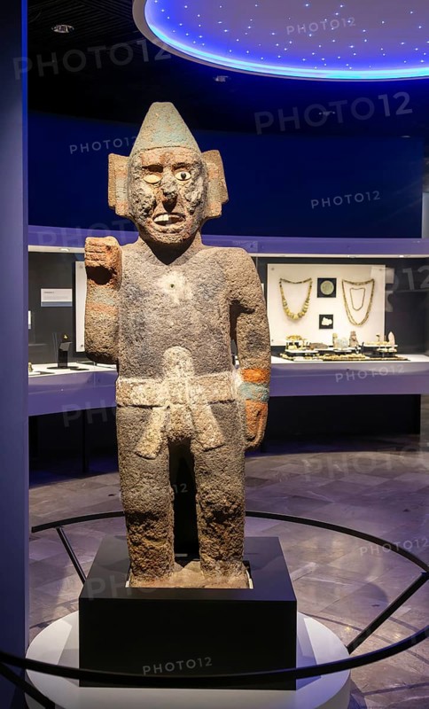 Stone carved figure of Centzonhuitzuahuah, deity of pulque, archaeological site and museum of Templo Mayor, Mexico City, Mexico, Central America
