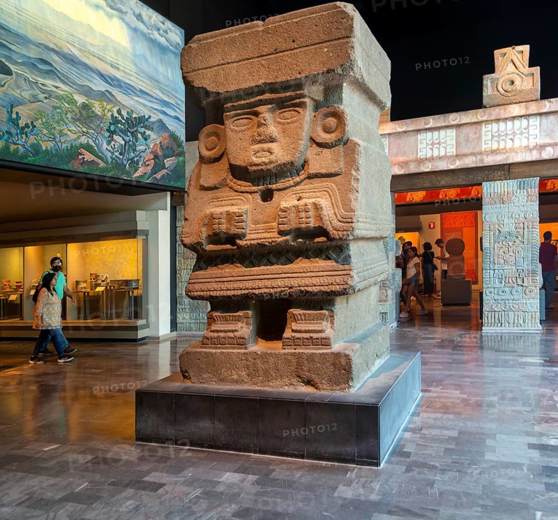 Inside Aztec display room, National Museum of Anthropology, Mexico City, Mexico, Central America