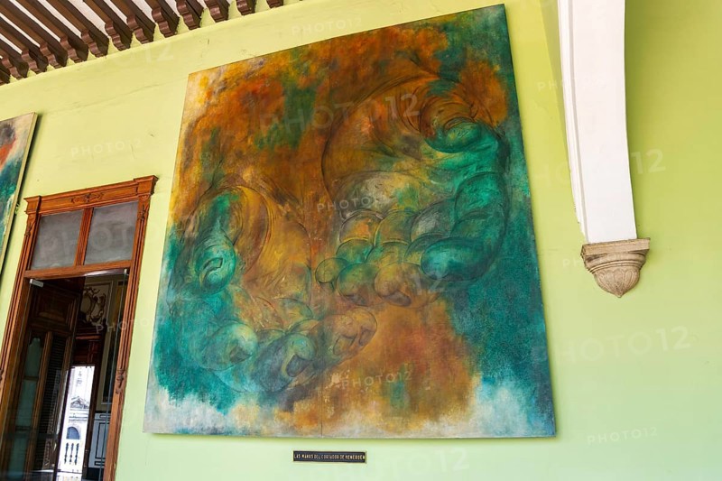 'The Sisal Cutter's Hands' painting by Fernando Castro Pacheco, Palacio de Gobierno, Merida, Yucatan State, Mexico, Central America