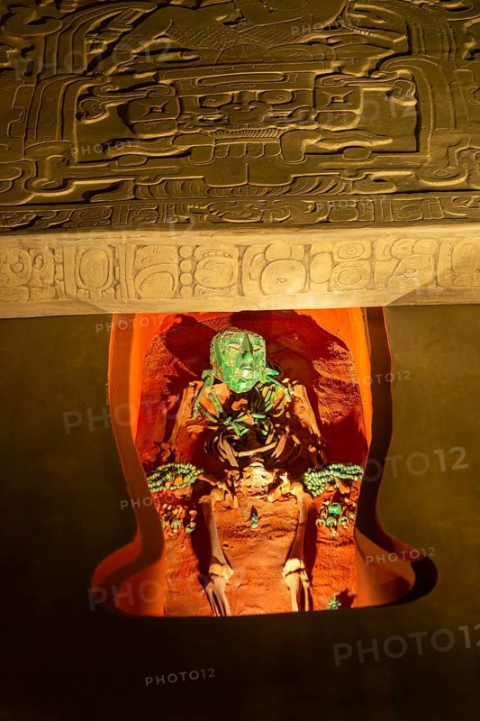 Reproduction of royal burial tomb, Mayan king Pakal the Great, Palenque, National Museum of Anthropology, Mexico City, Mexico, Central America