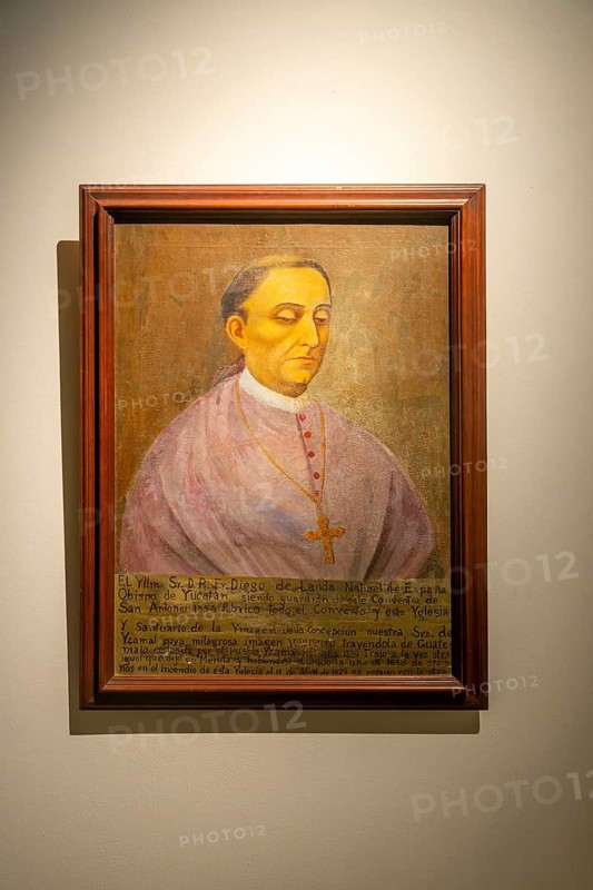 Portrait Diego de Landa, Bishop of Yucatan 1553, Spanish colonial exhibition from Palacio Canton, Merida, Yucatan State, Mexico, Central America