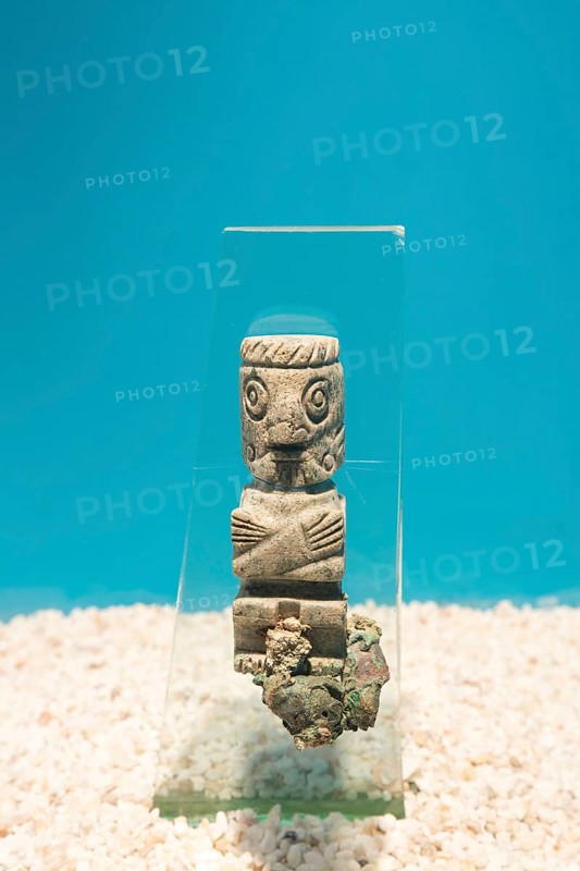 A Tlaloque a helper to Tlaloc, Aztec rain god, archaeological site and museum of Templo Mayor, Mexico City, Mexico, Central America