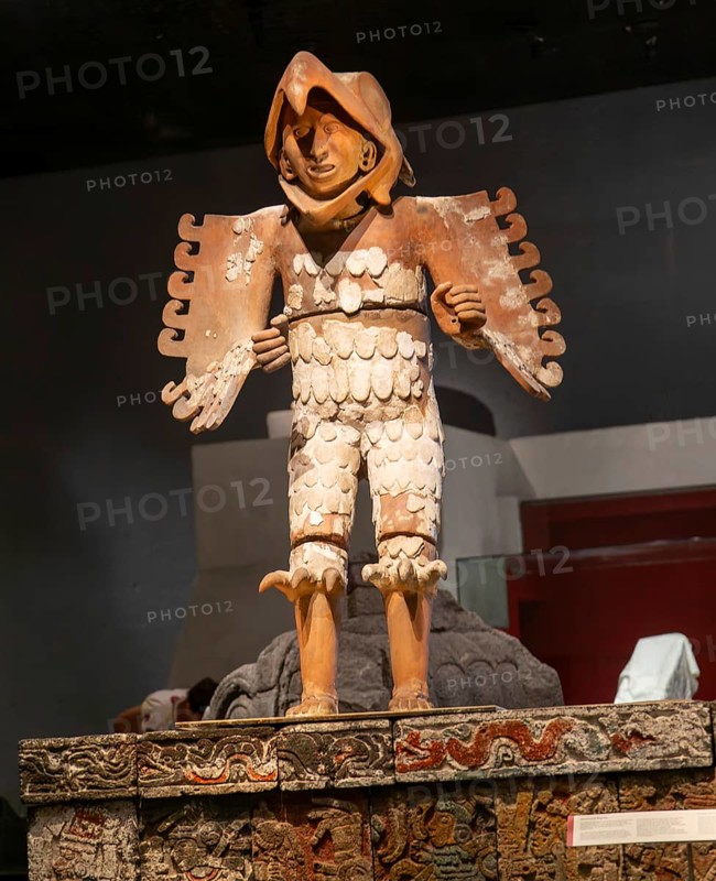 Huitzilopochtli figure, Aztec sun and war god, archaeological site and museum of Templo Mayor, Mexico City, Mexico, Central America