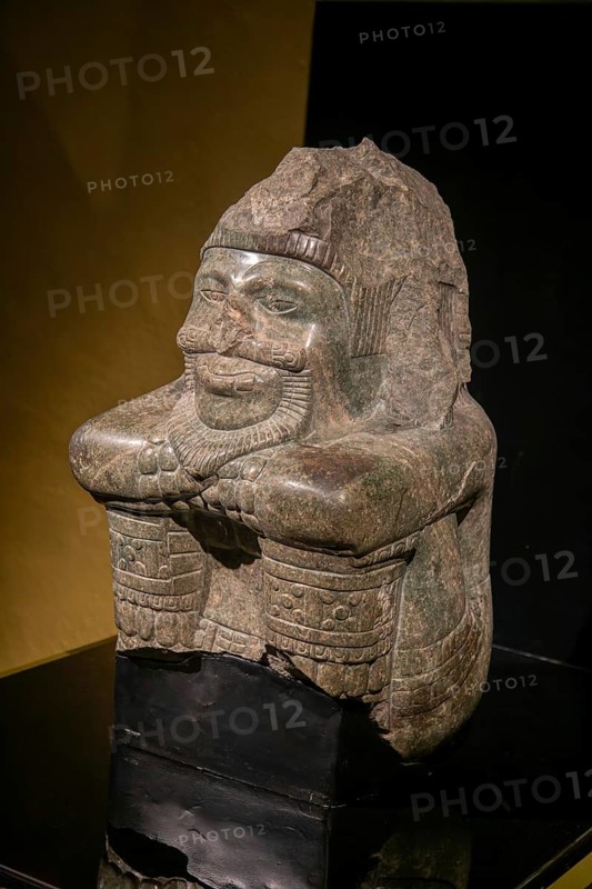 Figure of Xiuhtecuhtli, god of fire, archaeological site and museum of Templo Mayor, Mexico City, Mexico, Central America