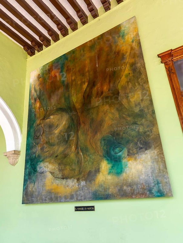 'Man on Foot', 'El Hombre en Marcha' painting by Fernando Castro Pacheco, Palacio de Gobierno, Merida, Yucatan State, Mexico, Central America