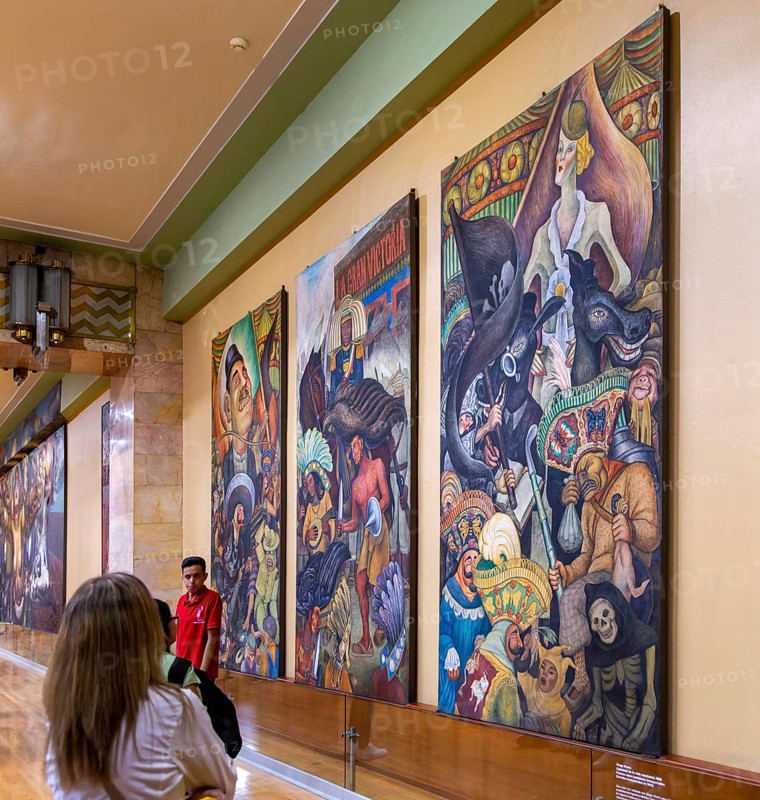 'Carnival de la Vida Mexicana' 1936 mural by Diego Rivera inside Palacio de Bellas Artes, Palace of Fine Arts, Mexico City, Mexico, Central America