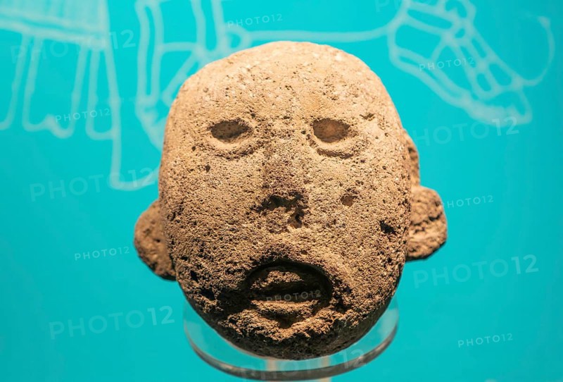 Depiction of Xipe Totec god of food regeneration and rebirth, archaeological site and museum of Templo Mayor, Mexico City, Mexico, Central America