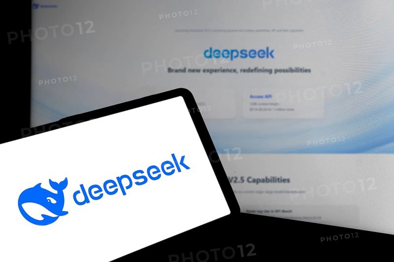 Deepseek Ai logo is displayed on smartphone.