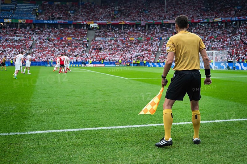 BERLIN, GERMANY - JUNE 21, 2024: Euro 2024 Groupe D match Poland vs Austria 1:3. Assitant of main referee.