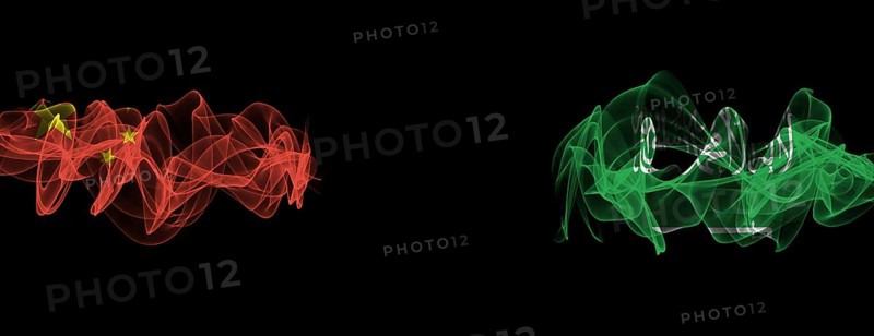 Flags of China and Saudi Arabia on Black background, China vs Saudi Arabia Smoke Flags
