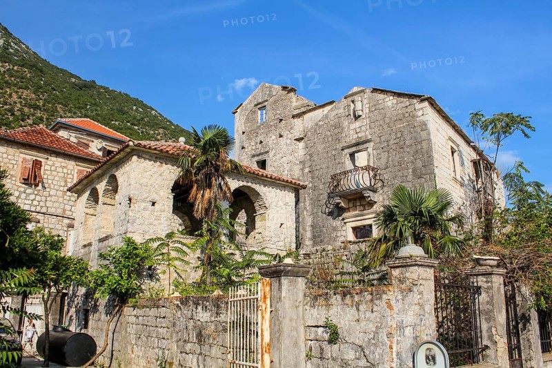 Old ruin of a villa in Perast at the bay of Kotor, Montenegro, Europe