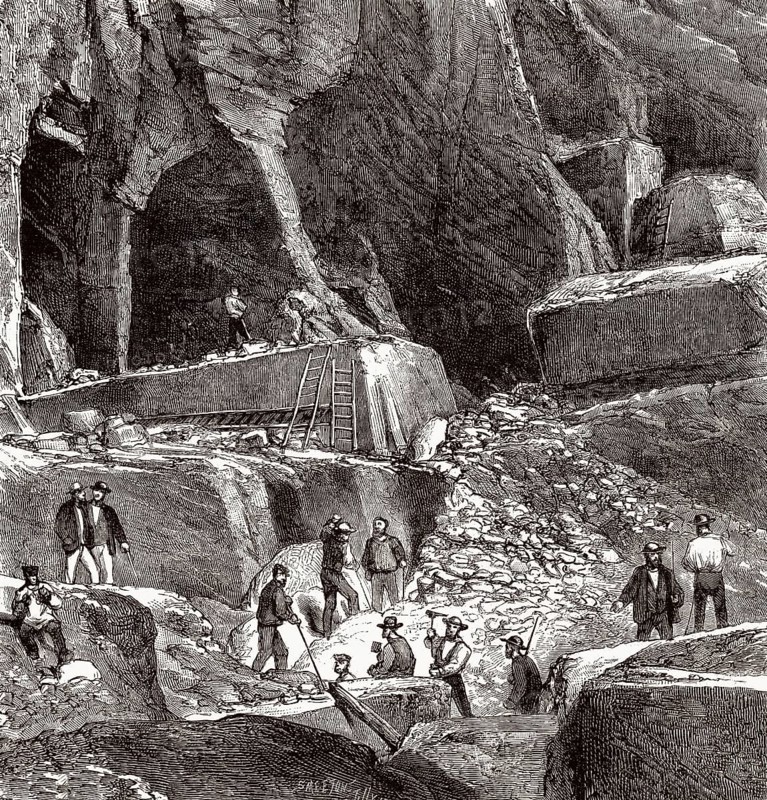 Der Marmorsteinbruch von Echaillon, Isere, Frankreich, 19. Jahrhundert