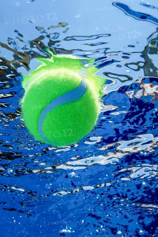 Tennis Summer Concept, Tennis Ball Underwater, Swimming Pool, Summer Tennis Camp