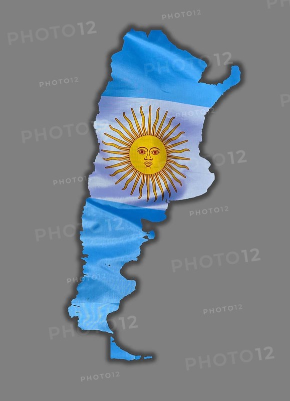 Outline map of Argentina designed with the national flag