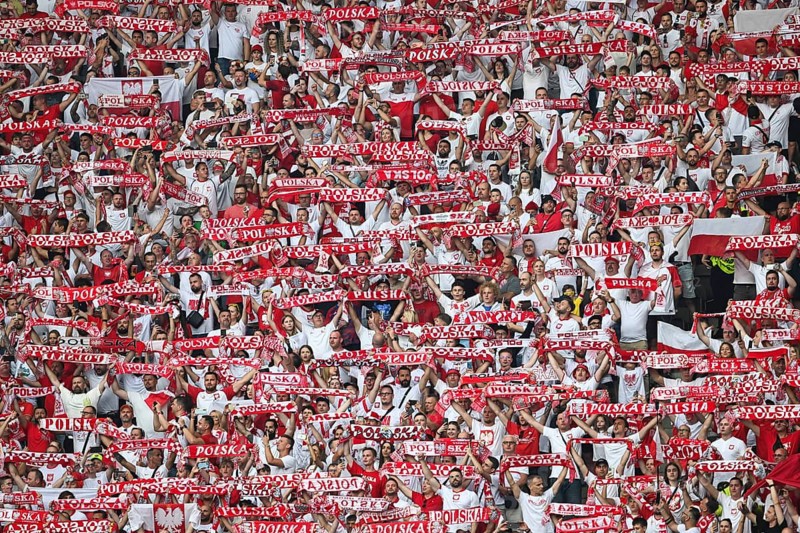 BERLIN, GERMANY - JUNE 21, 2024: Euro 2024 Groupe D match Poland vs Austria 1:3. Polish supporters