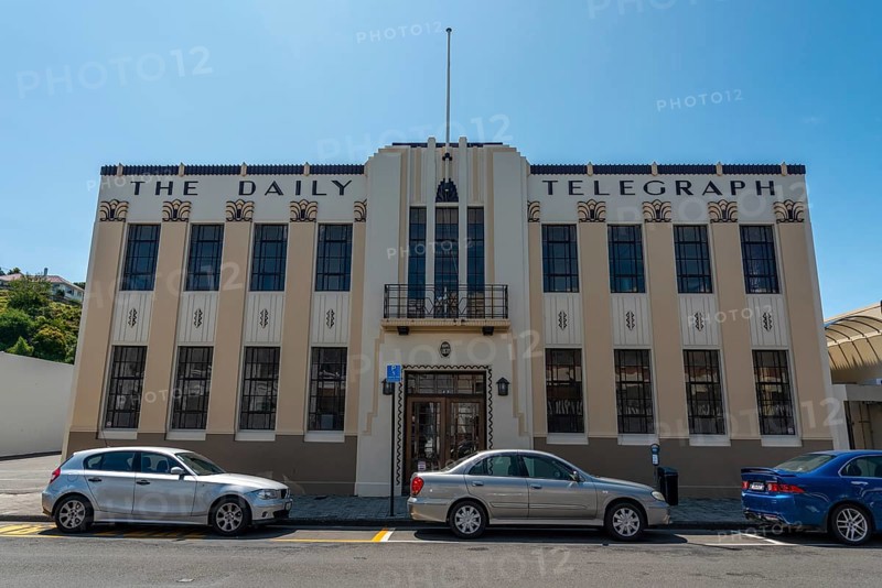 NAPIR, NEW ZEALAND, JANUARY 10, 2023, Art Deco building The Daily Telegraph in downtown Napier, North Island of New Zealand