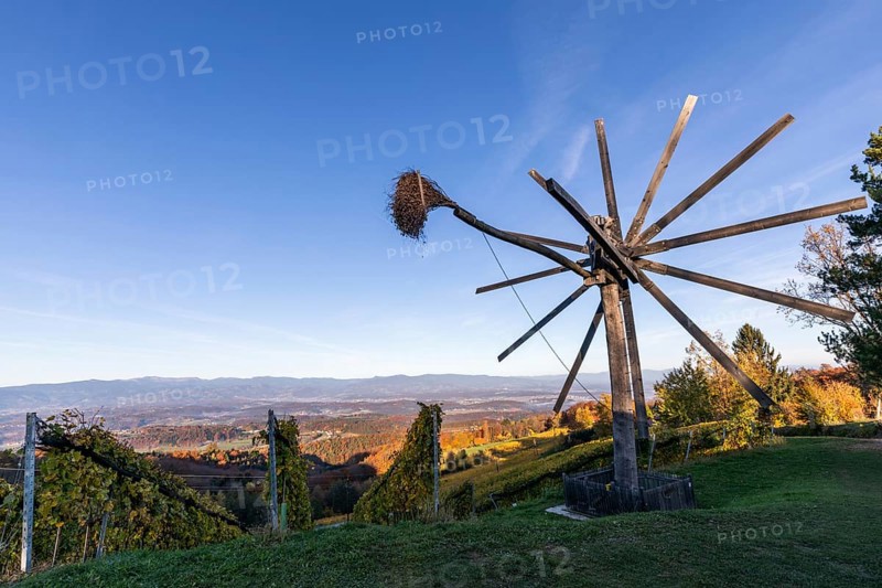 Autumn atmosphere, largest Klapotetz in the world in the vineyard, Demmerkogel, municipality of St. Andrä-Höch, Styria, Austria, Europe