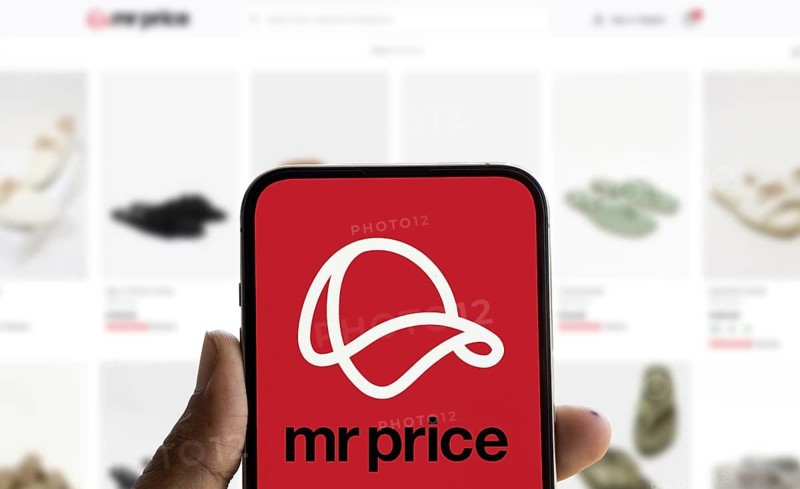 Mr Price logo is displayed on smartphone. Mr Price Group ltd is a cash based fashion value retailer.