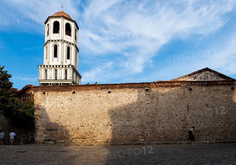 View of the bell tower of the church of St. Konstantin and Elena Church. Plovdiv, Bulgaria, Europe
