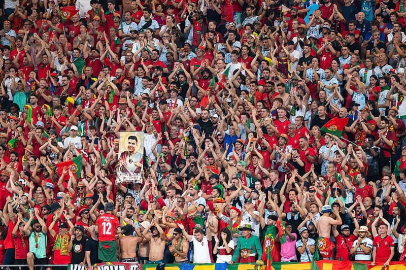 LEIPZIG, GERMANY - JUNE 18, 2024: Euro 2024 Groupe F match Portugal vs Czechia 2:1. Portugal supporters.