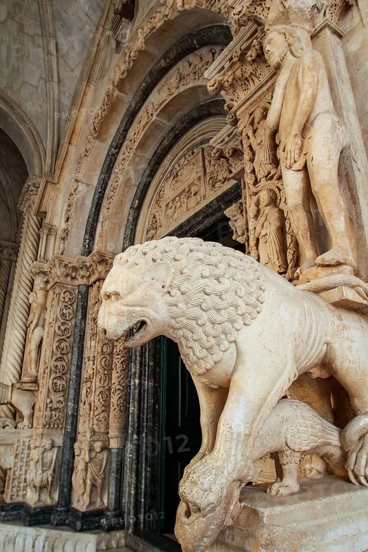 Iconic Radovan's portal of the cathedral in Trogir, Croatia, Europe