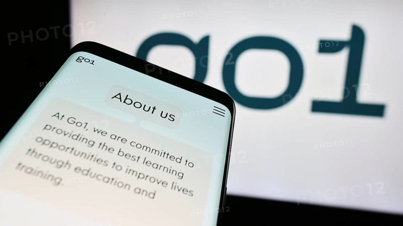 Stuttgart, Germany, 07-15-2024: Mobile phone with website of Australian online education company Go1 Pty. Ltd. in front of business logo. Focus on top-left of phone display, Europe