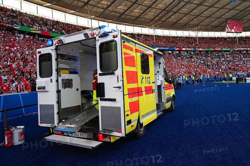 BERLIN, GERMANY - JUNE 21, 2024: Euro 2024 Groupe D match Poland vs Austria 1:3. Ambulance at the stadium.