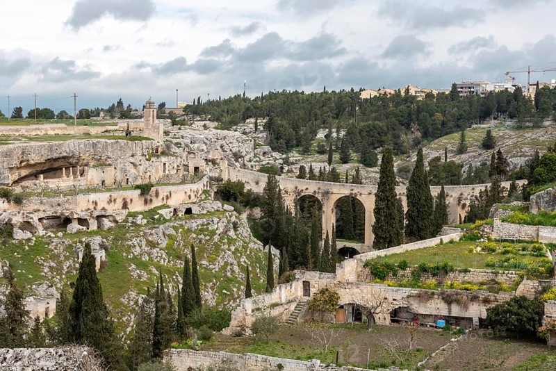 The famous aqueduct bridge from Roman times in Gravina, Southern Italy