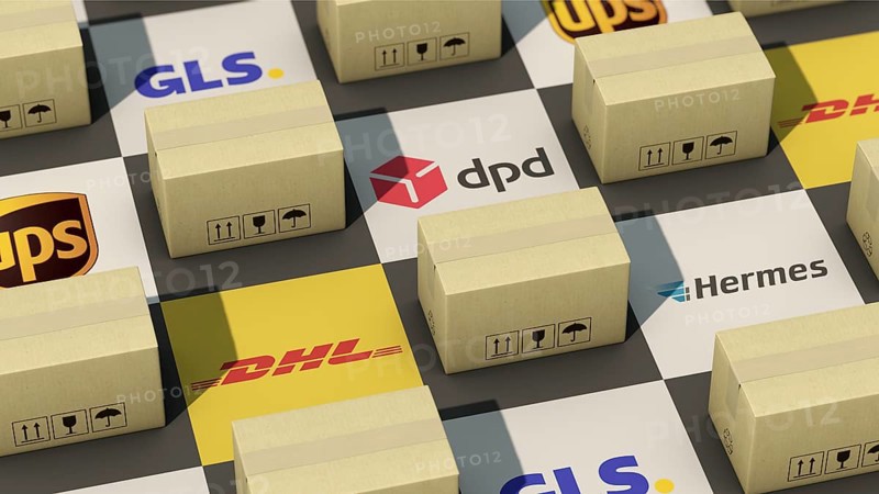 Symbolic image on the subject of parcel services, shipping service providers, etc. in Germany