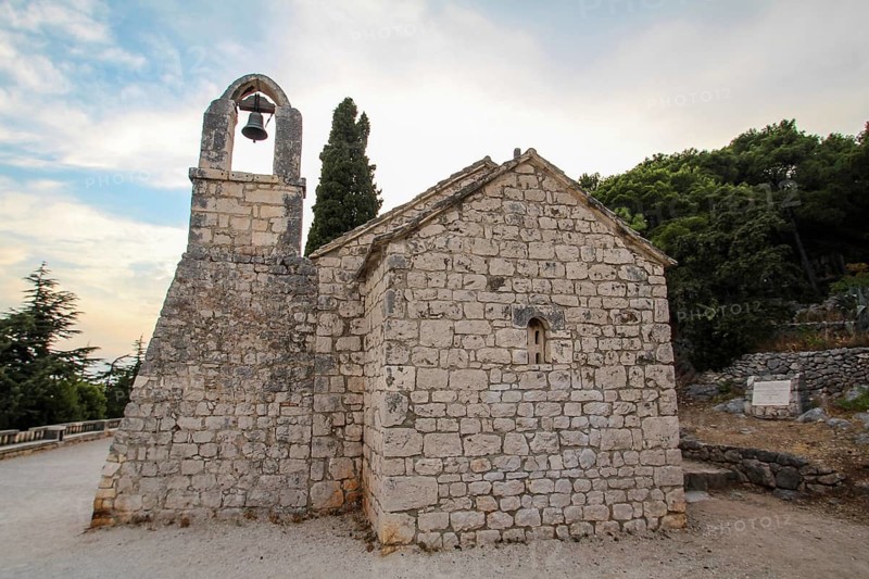 Scenic little chapel Nikola at the Marjan hill in Split, Croatia, Europe