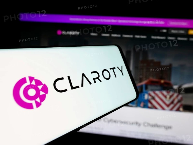 Stuttgart, Germany, 07-11-2024: Cellphone with logo of cybersecurity company Claroty Ltd. in front of business website. Focus on center-right of phone display, Europe