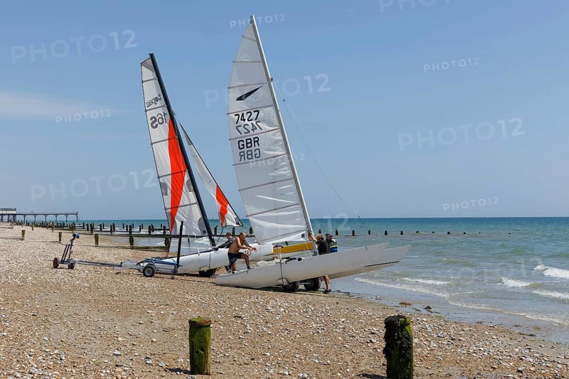 Bognor Regis, West Sussex, UK, June 25. Yachts preparing for launch in Bognor Regis, West Sussex on June 25, 2023. Unidentified people