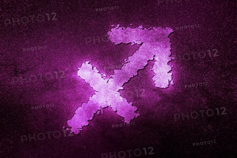 Sagittarius zodiac sign, night sky, Horoscope Astrology background, Sagittarius, magenta space background