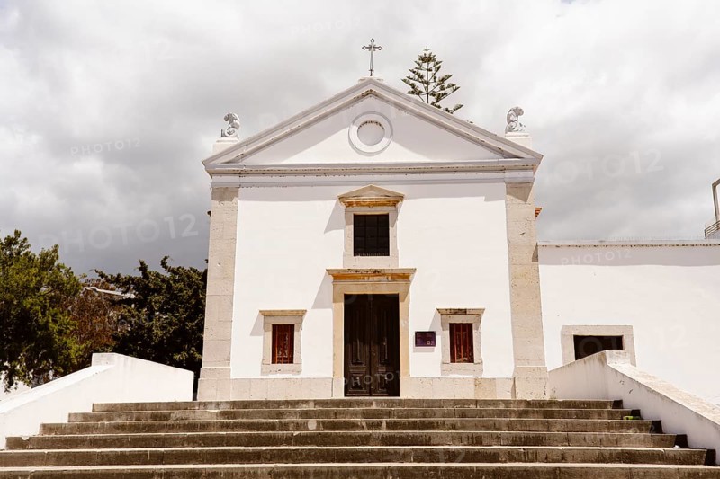 Small Chapel with cloudy sky in the background, Albufeira, Algarve, Portugal, Europe