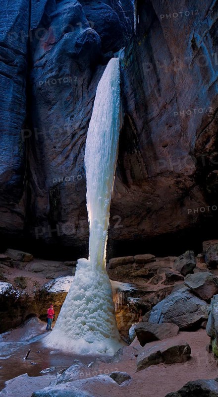 (Copyright © Sylvio Dittrich +49 1772156417) Ice column in the Gautschgrotte, after many years you can now once again admire the over 18 metre high ice column in the Gautschgrotte near Hohnstein in Saxon Switzerland