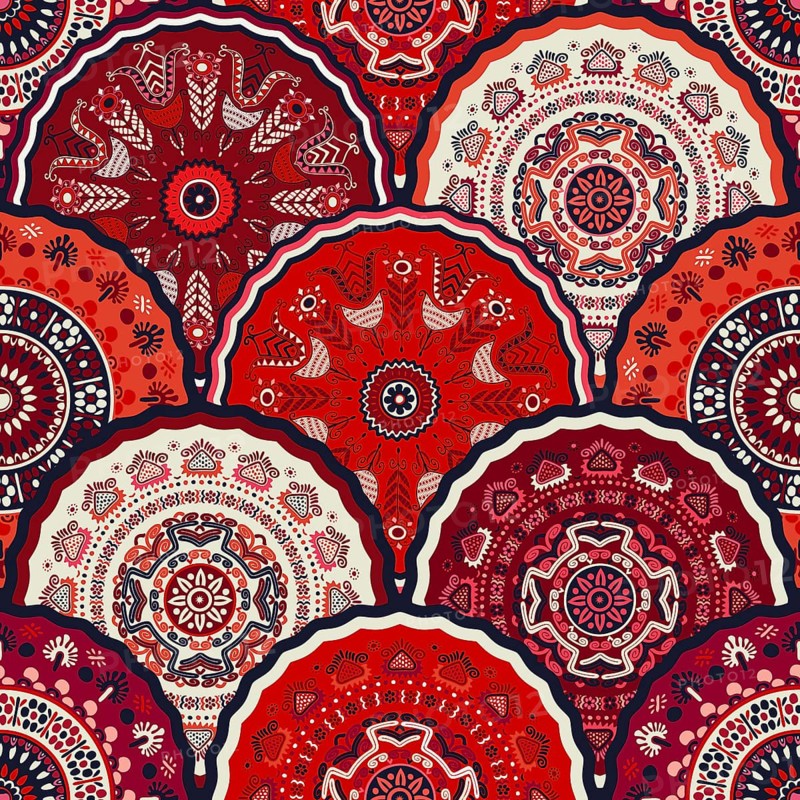 Vector floral decorative art design, seamless pattern for fabric print